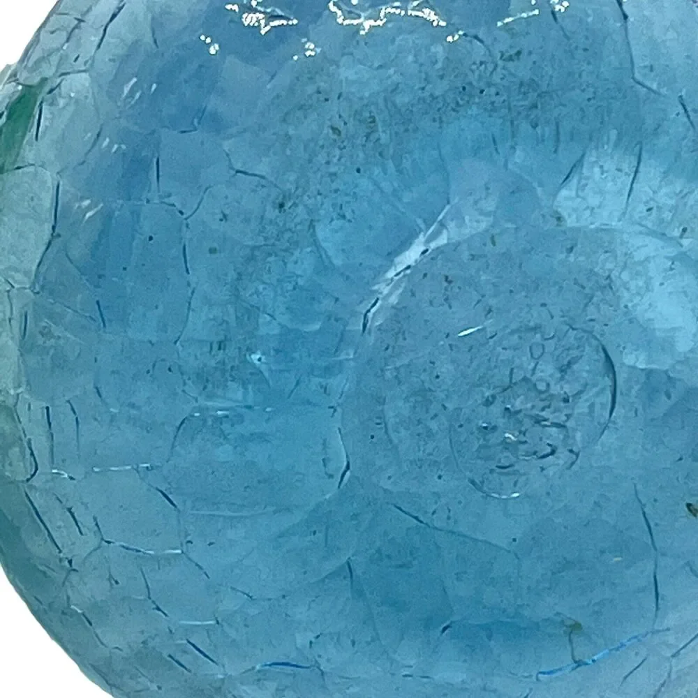 Crackle Glass Vases Pitchers Vintage Blue Green Ruffled Edge Handheld Set Of 2 - Picture 10 of 16